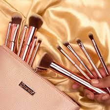 Bộ Cọ Trang Điểm 11 Cây BH Cosmetics Metal Rose 11 Piece Brush Set With Bag- Cọ Túi Hồng