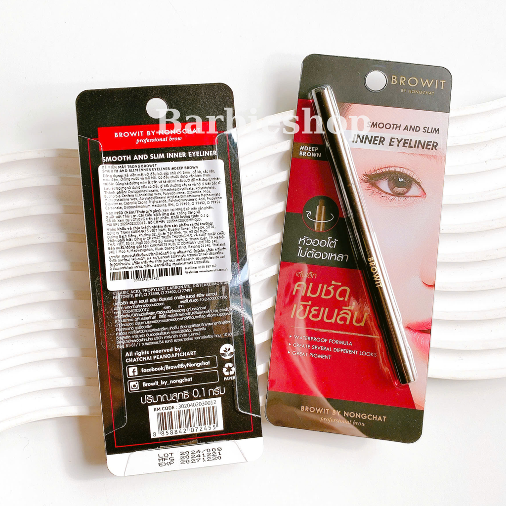 Kẻ Mắt Dạng Sáp Nongchat Smooth And Slim Inner Eyeliner [(Nâu)- Vỏ Đỏ] - [(Đen) - Vỏ Tím]