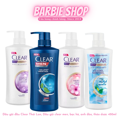 Dầu Gội Clear men 410ml & Clear Bạc hà 400ml Thái Lan