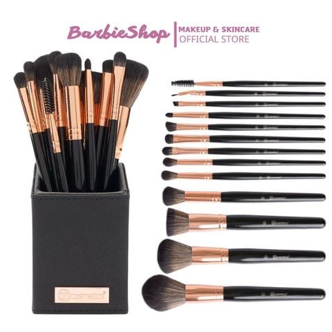 Bộ Cọ Trang Điểm BH Cosmetics Signature Rose Gold Brush Set With Holder 13 Cây - cọ cắm đen