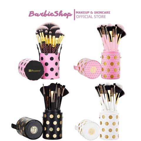 Bộ Cọ Trang Điểm BH Cosmetics Pink A Dot Brush Set 11 Cây - hồng, trắng, đen