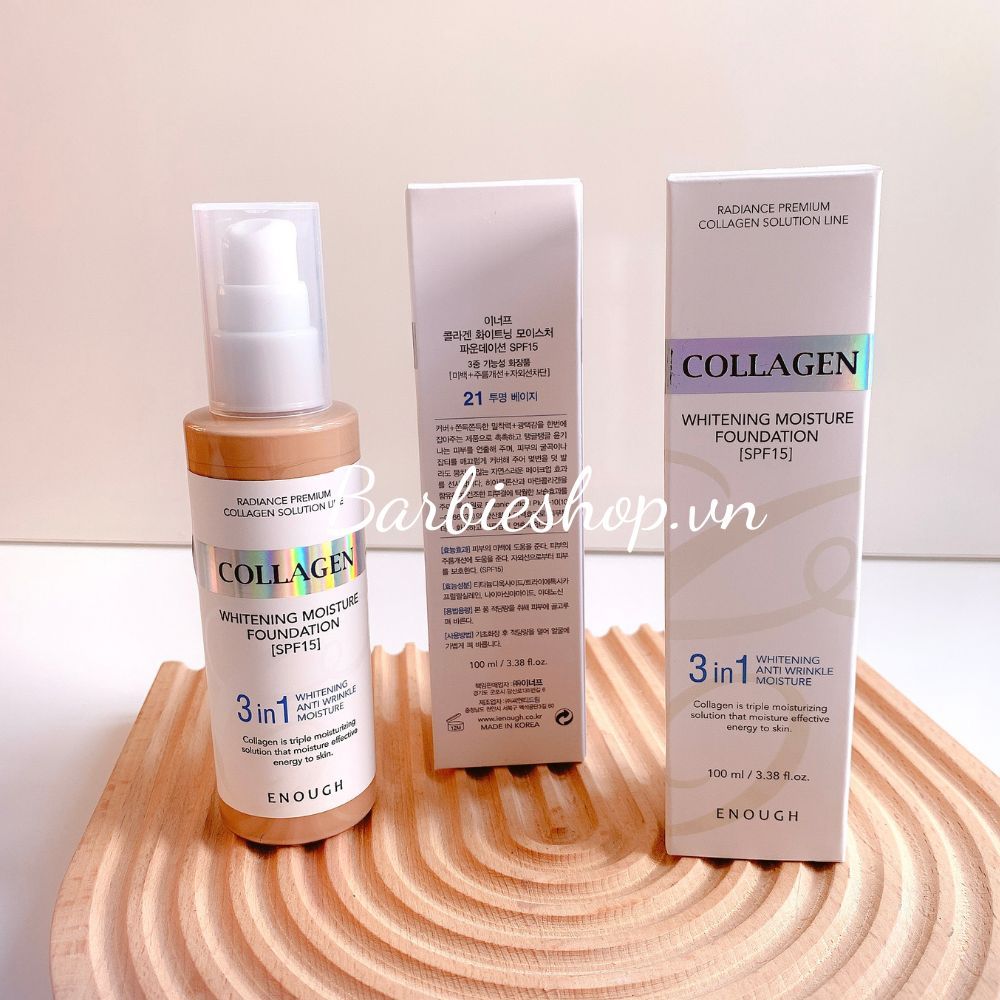 Kem Nền Enough Foundation 100ml Đủ Dòng (Ultra X10 Cover Up Collagen, Collagen Moisture SPF15, 8 Peptide Full Cover Perfect, Rich Gold Double Wear, Collagen 3 in 1 Whitening Moisture)