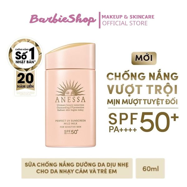 Kem Chống Nắng Anessa Perfectuv Suncreen Mild Milk - Dành Cho Da Nhạy Cảm Và Trẻ Em 60ml