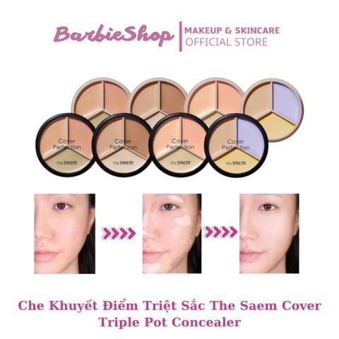 Che Khuyết Điểm Triệt Sắc The Saem Cover Triple Pot Concealer