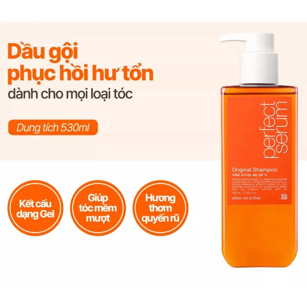 (NEW 2022) Dầu Gội & Dầu Xả Phục Hồi Tóc Miseen Scene Perfect Serum Hàn Quốc 680ML (Hồng , Đỏ, Cam)