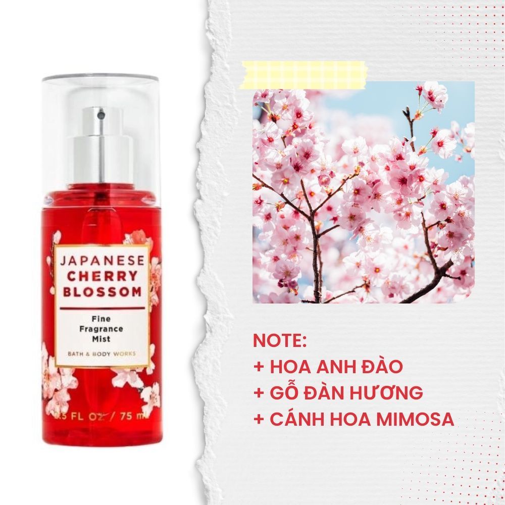 Xịt Thơm Toàn Thân Bath & Body Works Body Mist ( Đủ Mùi 75ml )