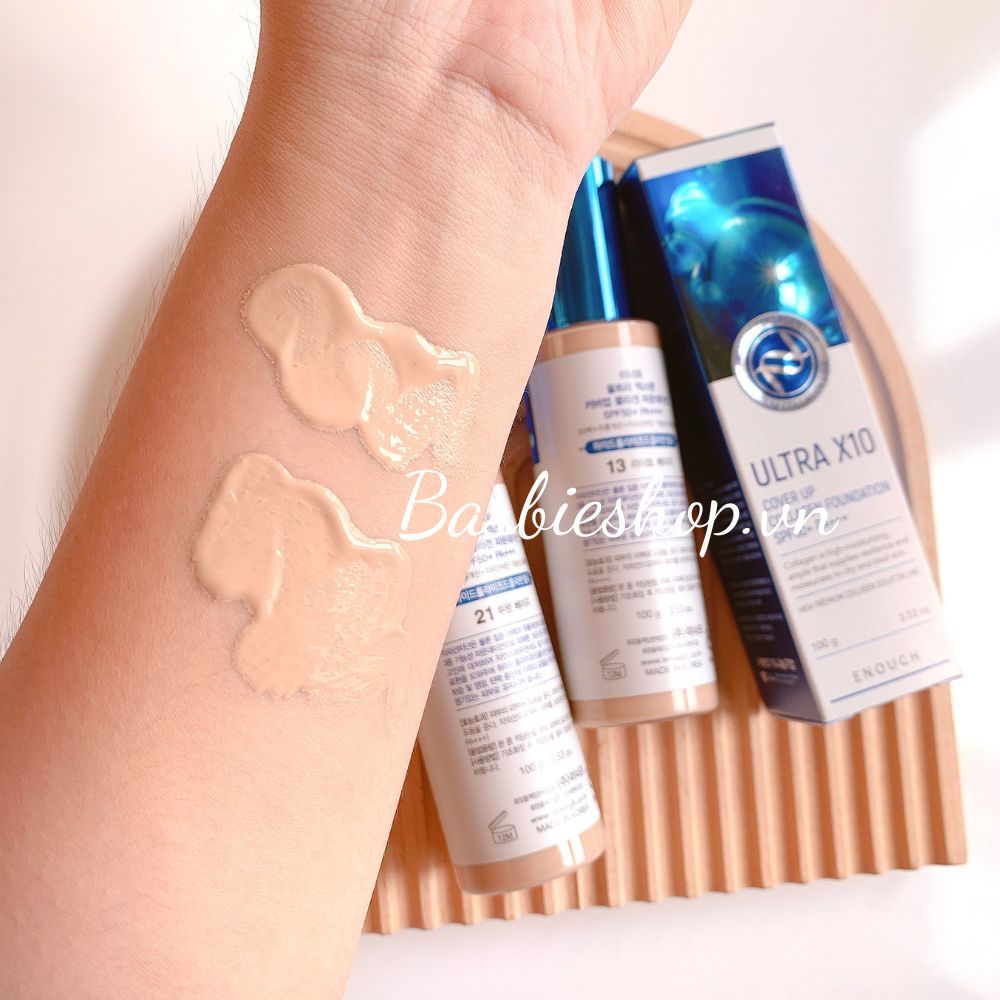 Kem Nền Enough Foundation 100ml Đủ Dòng (Ultra X10 Cover Up Collagen, Collagen Moisture SPF15, 8 Peptide Full Cover Perfect, Rich Gold Double Wear, Collagen 3 in 1 Whitening Moisture)