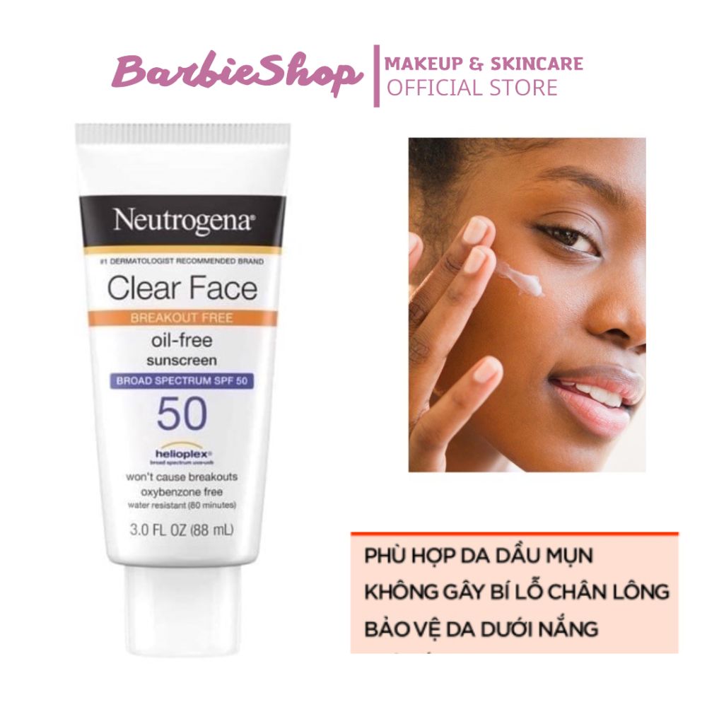 Kem Chống Nắng Neutrogena Clear Face Oil Free Suncreen 88ml Spf50kem Chống Nắng Neutrogena Clear