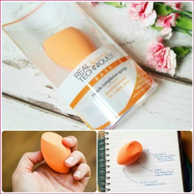 Bông Mút Trang Điểm Tán Nền + Dặm Phấn Phủ Real Techniques Miracle Complexion Sponge + Miracle Powder Sponge