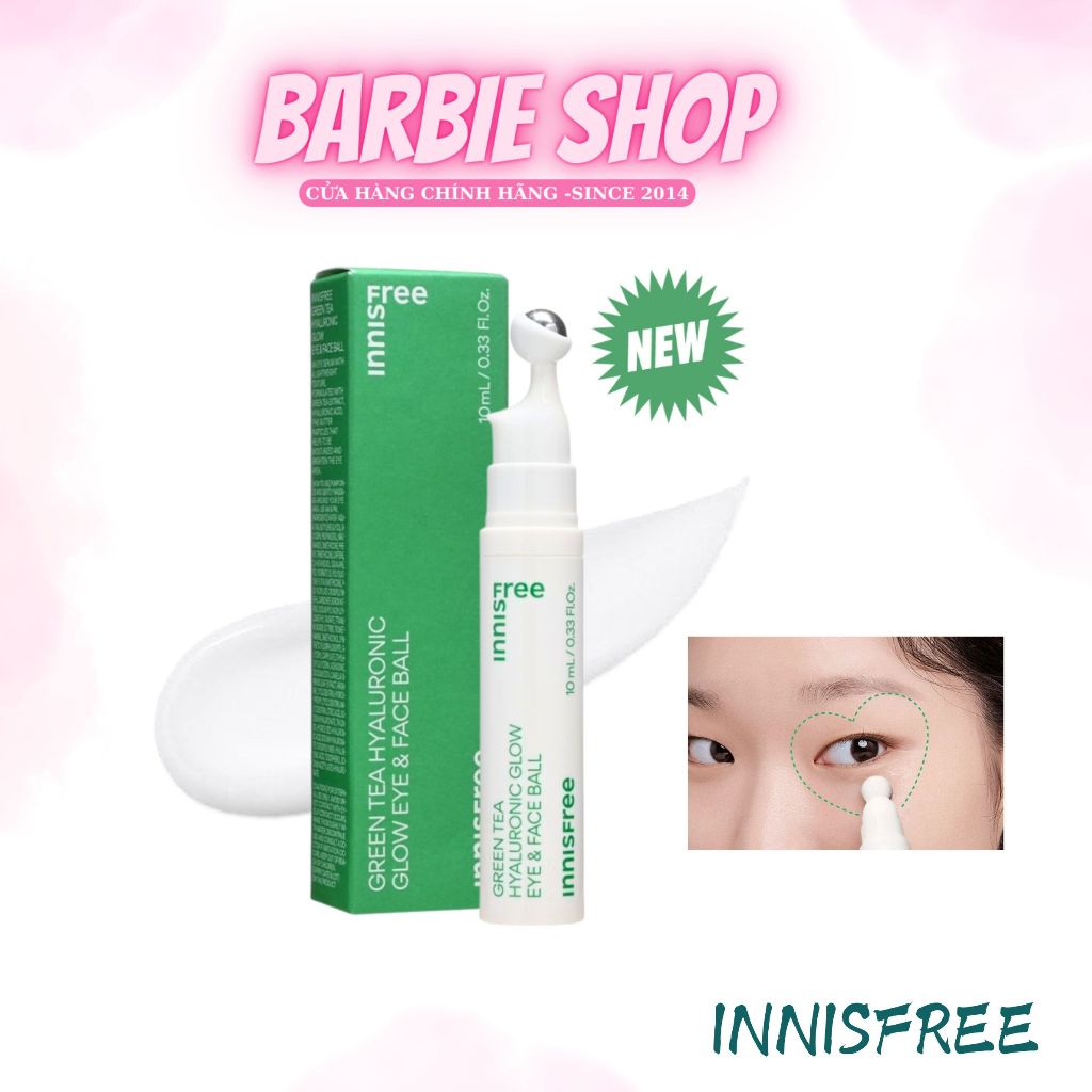 Lăn dưỡng mắt Innisfree Green Tea hyaluronic glow EYE & face ball 10ml