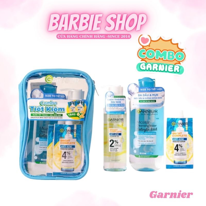 Bộ Sản Phẩm Làm Sạch Và Ngăn Ngừa Mụn Garnier 5 món