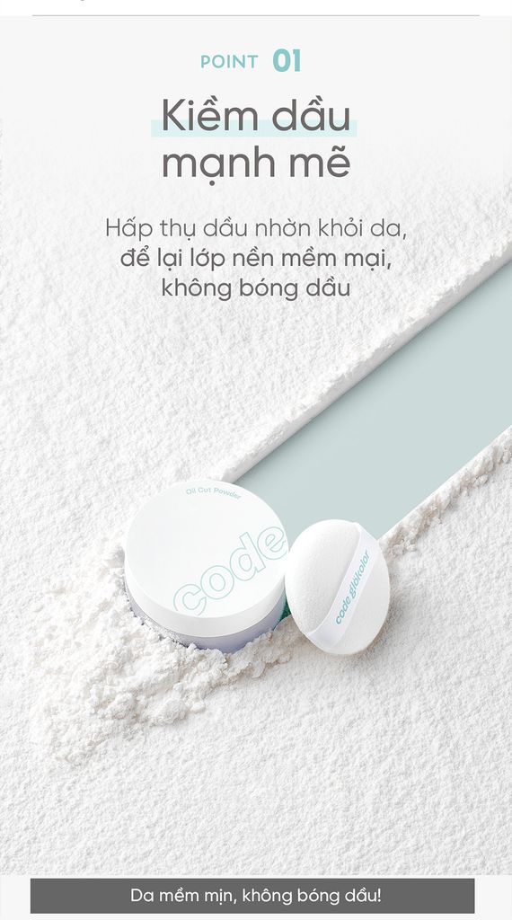 Phấn Phủ Bột Kiềm Dầu Không Màu Code Glokolor Oil Cut Powder 6g