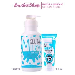 Set Sữa Tắm Bò Gluta Milky + Sữa Rửa Mặt Milky Aron (800ml + 190ml)