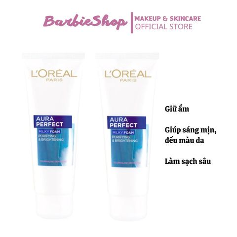 Sữa Rửa Mặt Làm Sáng Da  L'Oreal Aura Perfect Milky Foam 100Ml