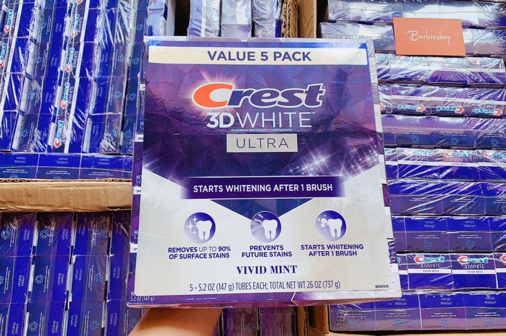 Kem Đánh Răng Trắng Răng Hiệu Quả CREST 3D White Advanced Triple Whitening & Ultra Vivid Mint 135G 147G 153G