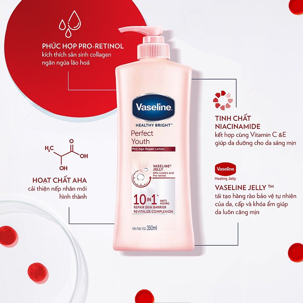 Dưỡng Thể Vaseline 4X 10X 24X 10in1 Trắng Da 320ml - 350ml