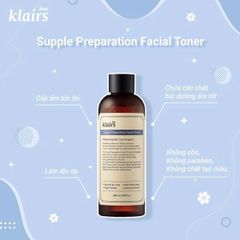 Nước Hoa Hồng Klairs Supple Preparation Unscented + Facial Toner 30ml - 180ml