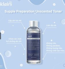 Nước Hoa Hồng Klairs Supple Preparation Unscented + Facial Toner 30ml - 180ml