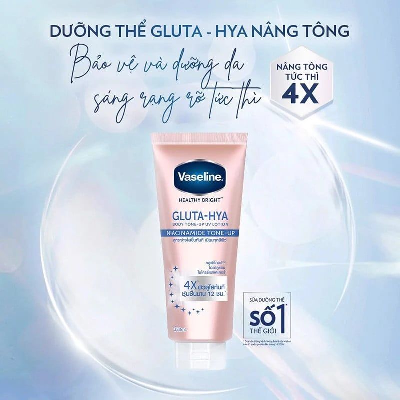 Dưỡng Thể Vaseline 4x Gluta-Hya Niacinamide Tone-Up 300ml (Tuýp)