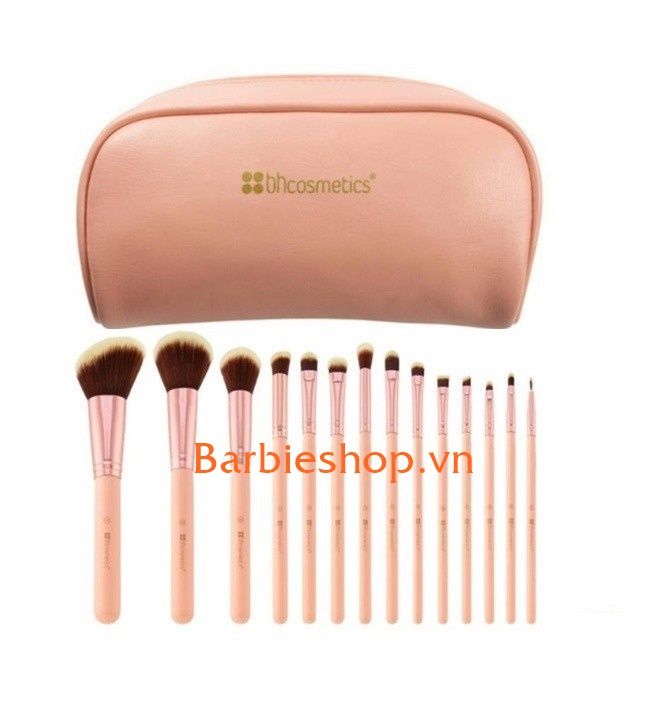 Bộ Cọ Trang Điểm BH Cosmetic Chic Brush Set With Bag 14 Cây - cọ túi hồng