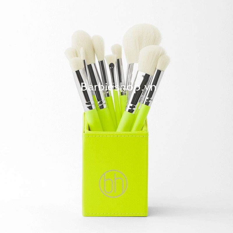 Bộ Cọ Trang Điểm BH Cosmetics Color Festival Brush Set With Angled Brush Holder 12 Cây - cọ ống xanh chuối