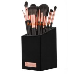 Bộ Cọ Trang Điểm BH Cosmetics Signature Rose Gold Brush Set With Holder 13 Cây - cọ cắm đen