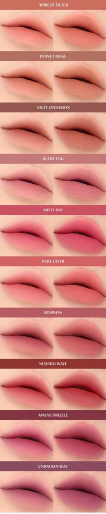 Son Thỏi 3CE Blur Matte Lipstick - Salty Cinnamon-Apricot Filter-In The Fog-Unknown Way-Newtro Wave-Peanut-Rosiness-Misty Day-Mauve Drizzle-Pure Layer-After Lazy- Breezy Melody- Tangerine