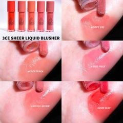 Má Hồng 3CE Sheer Liquid Blusher Dạng Kem (Our Way + Cozy Peach + Side Piece + Joyful Affair + Soft Fig) 3g