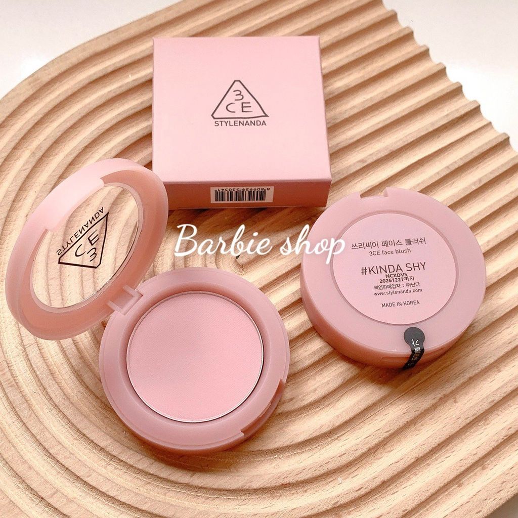 Má Hồng 3CE Face Blush Đủ Màu Hộp Tròn - Nude Peach, Mono Pink, Rose Beige, Full Of Charm, Soft Salmon, Peach Splash, Pure Cake, City Mauve, Delectable, Kinda Shy