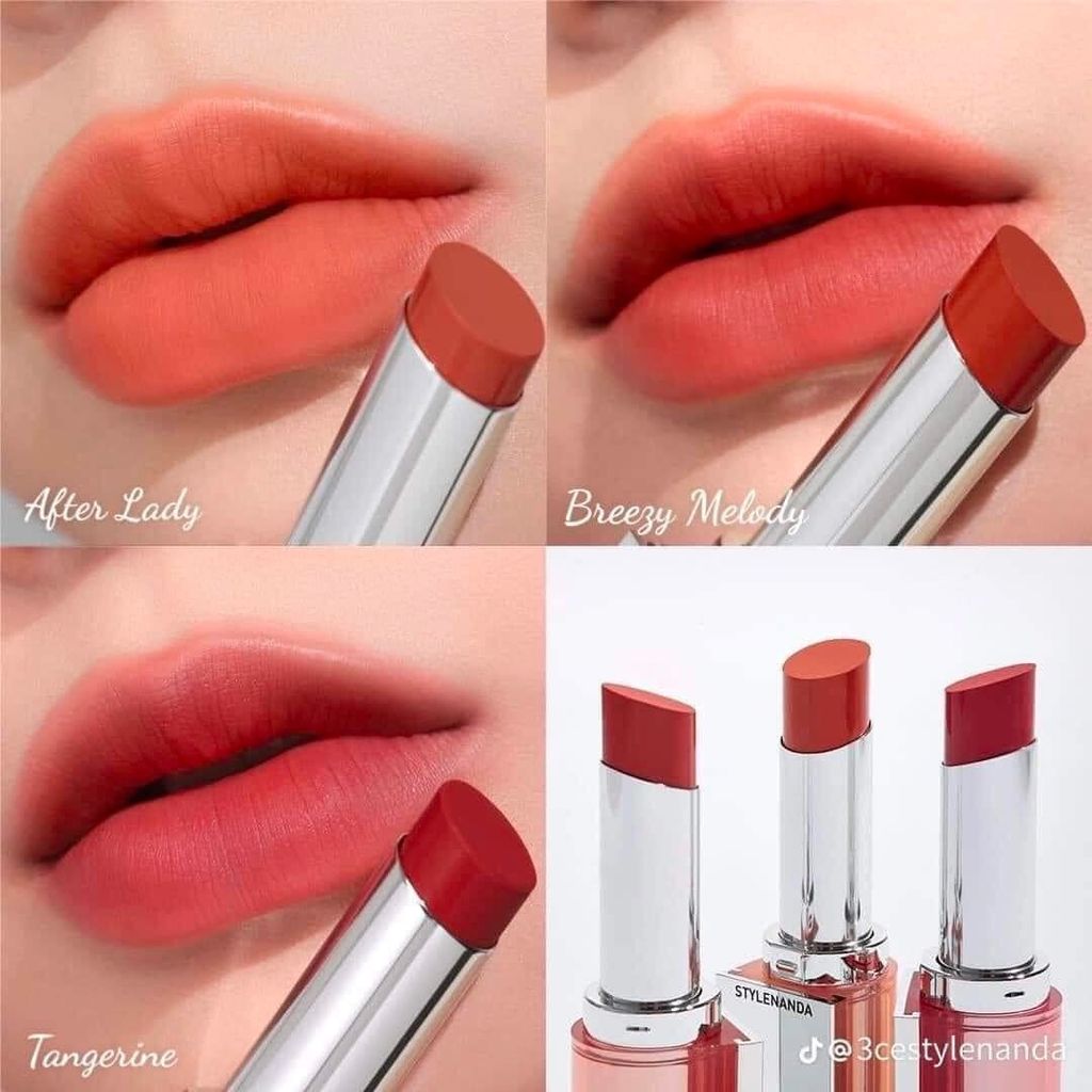 Son Thỏi 3CE Blur Matte Lipstick - Salty Cinnamon-Apricot Filter-In The Fog-Unknown Way-Newtro Wave-Peanut-Rosiness-Misty Day-Mauve Drizzle-Pure Layer-After Lazy- Breezy Melody- Tangerine