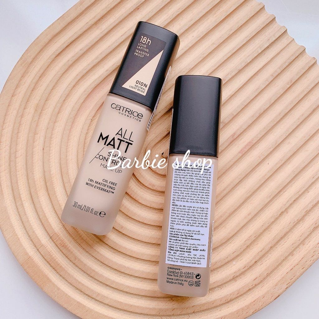 ( MẪU MỚI ) Kem Nền Catrice All Matt Plus Shine Control Make Up 18H 30ml 15C 10N 20N