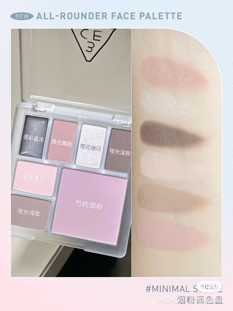 Bảng Màu Mắt - Bắt Sáng - Má Hồng- Tạo Khối Đa Năng 3CE All Rounder Face Palette