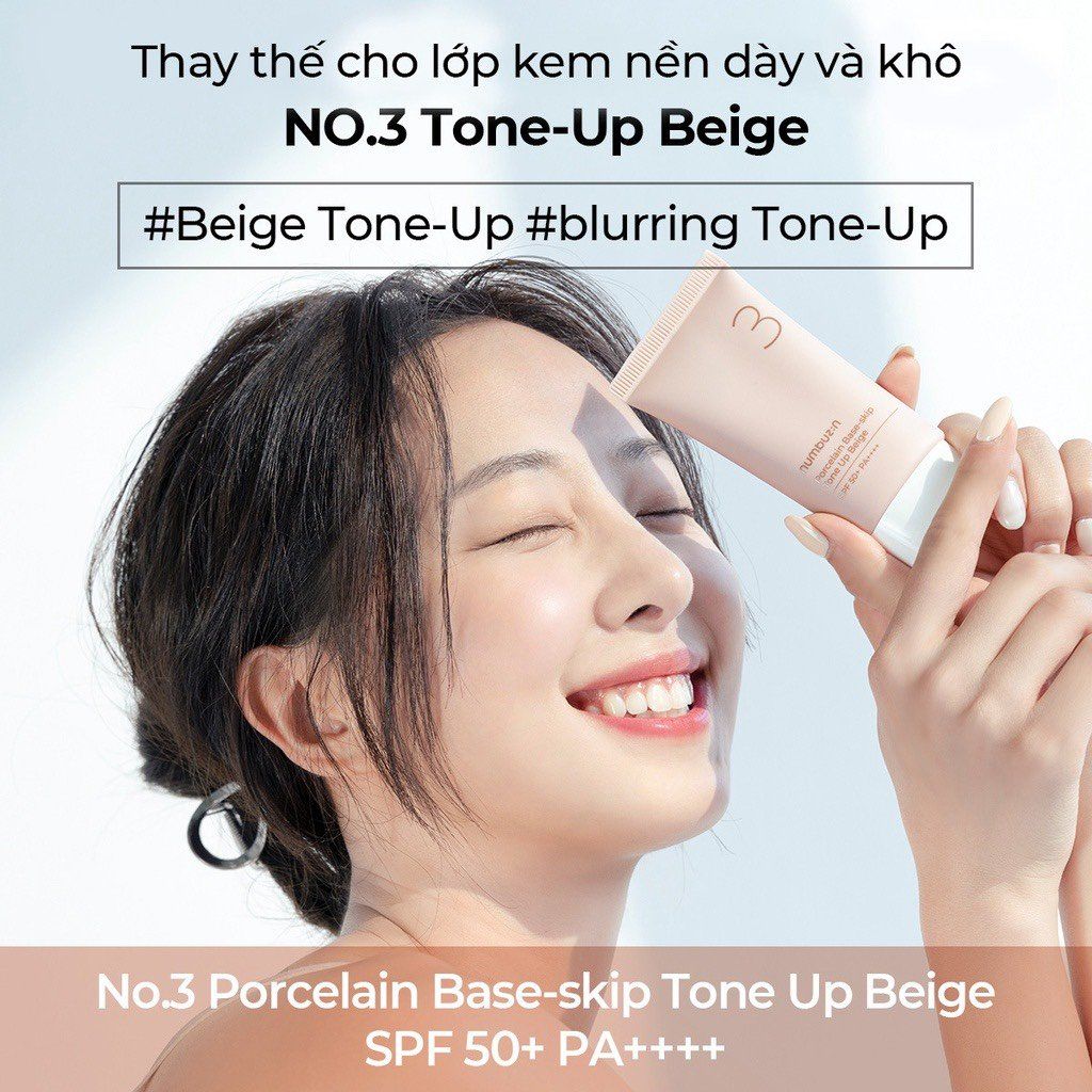 Kem Chống Nắng Numbuzin Porcelain Base- Skip Tone Up Beige 50ml