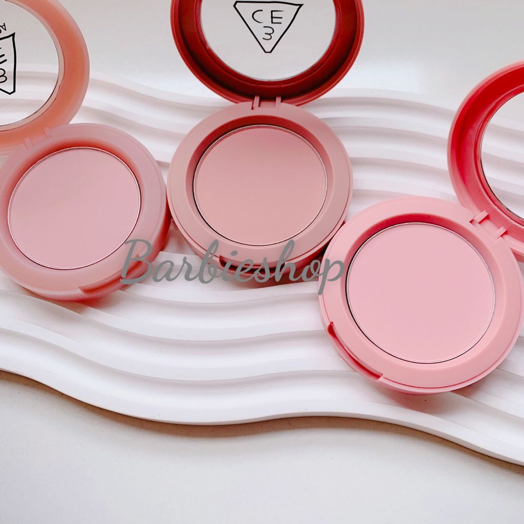 Má Hồng 3CE Face Blush Đủ Màu Hộp Tròn - Nude Peach, Mono Pink, Rose Beige, Full Of Charm, Soft Salmon, Peach Splash, Pure Cake, City Mauve, Delectable, Kinda Shy