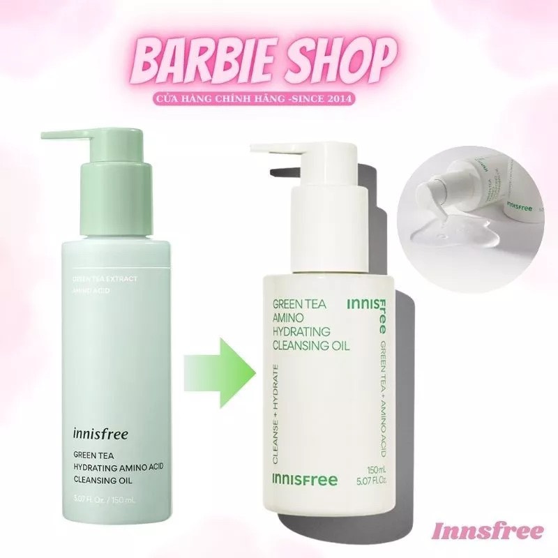 Mẫu Mới Dầu tẩy trang Innisfree Green Tea Amino Hydrating Cleansing Oil 150ml