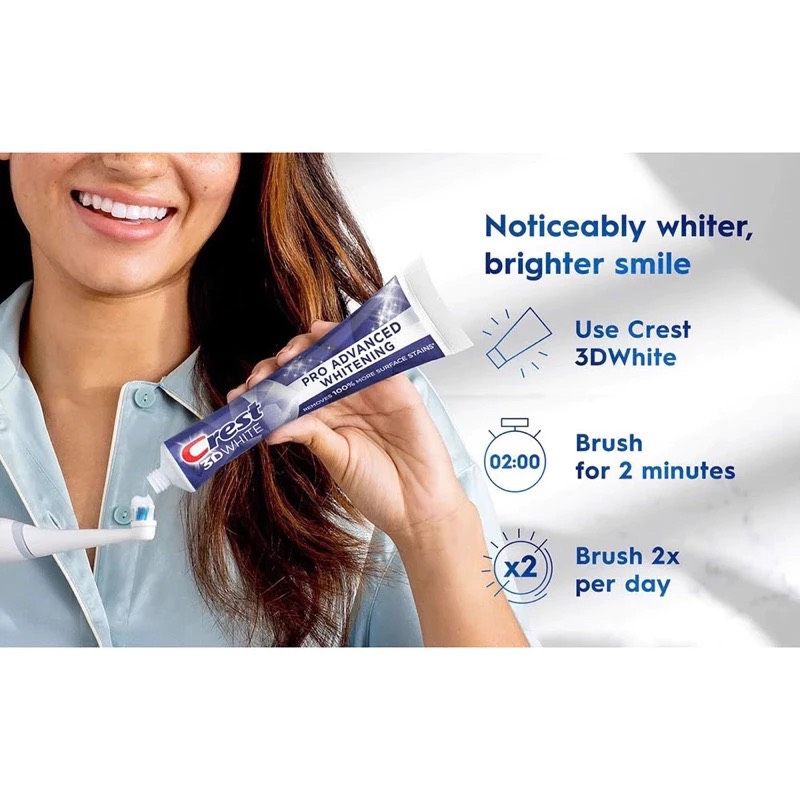 Kem Đánh Răng Trắng Răng Hiệu Quả CREST 3D White Advanced Triple Whitening & Ultra Vivid Mint 135G 147G 153G