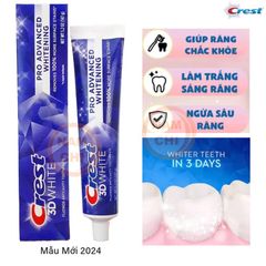 Kem Đánh Răng Trắng Răng Hiệu Quả CREST 3D White Advanced Triple Whitening & Ultra Vivid Mint 135G 147G 153G