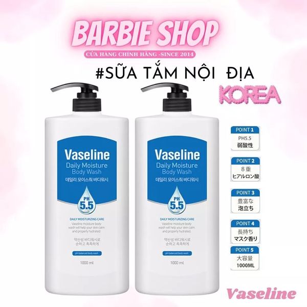 Sữa Tắm Vaseline Daily Moisture Body Wash pH5.5 1000ml Bản Hàn Quốc