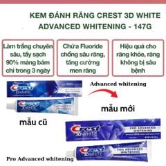 Kem Đánh Răng Trắng Răng Hiệu Quả CREST 3D White Advanced Triple Whitening & Ultra Vivid Mint 135G 147G 153G