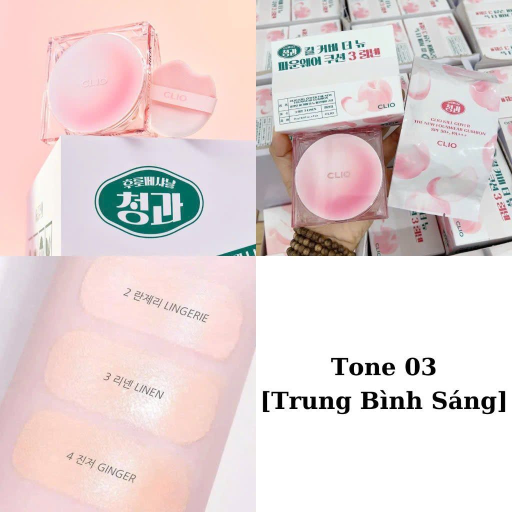 [Da Hỗn Hợp] Phấn Nước Clio Kill Cover The New Founwear /The New Đào Mèo /The Original/ Glow Cushion  Cushion SPF50+ PA+++Kèm Lõi