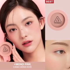 Má Hồng 3CE Face Blush Đủ Màu Hộp Tròn - Nude Peach, Mono Pink, Rose Beige, Full Of Charm, Soft Salmon, Peach Splash, Pure Cake, City Mauve, Delectable, Kinda Shy