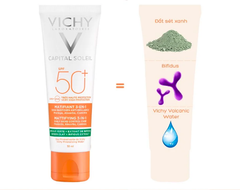 (Vạch Xanh & Cam) Kem Chống Nắng Chống Ô Nhiễm Bụi Kiềm Dầu & Giảm Thâm Nám Vichy Capital Soleil Mattifying 3In1 SPF50+