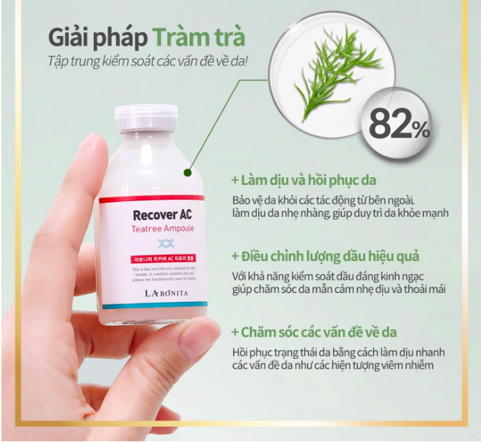 Tinh Chất Tràm Trà Giảm Mụn Kháng Viêm La Bonita Recover AC Tea Tree Ampoule 40ml