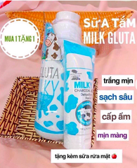 Set Sữa Tắm Bò Gluta Milky + Sữa Rửa Mặt Milky Aron (800ml + 190ml)