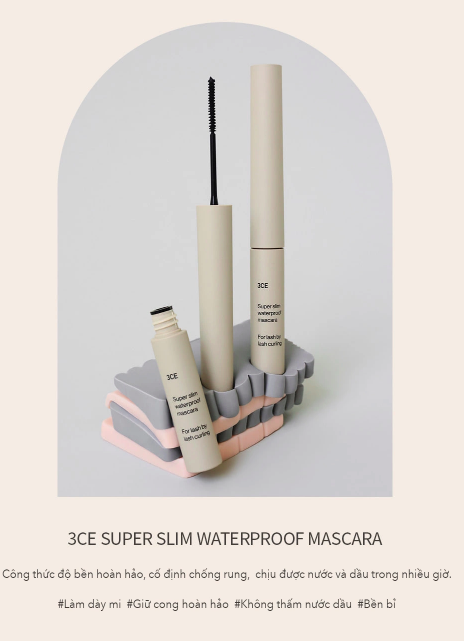 Set Mascara 3CE Super Slim + Tẩy Trang Mắt Môi 60ml