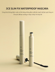 MASCARA LÀM DÀY VÀ DÀI MI 3CE SLIM FIX WATERPROOF ĐẦU CONG - BLACK