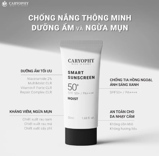 Kem Chống Nắng Dưỡng Ẩm, Ngừa Mụn Caryophy Smart Moist Sunscreen 50ml