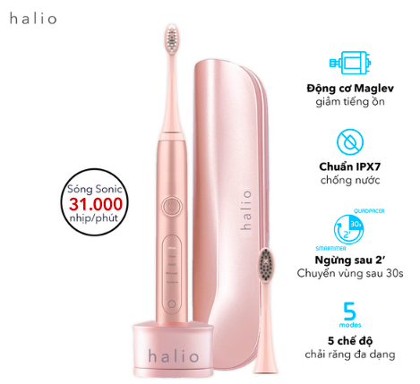 Bàn Chải Điện Halio Sonic Whitening Electric Toothbrush - Hồng, Tím, Xanh