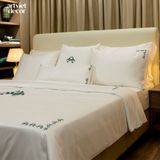  Ga giường cotton satin TC500 cao cấp màu trắng thêu - GT.AVCST08 