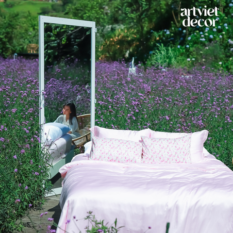  Ga giường lụa tơ tằm TC400 cao cấp màu hồng phấn - LM.LZ251 